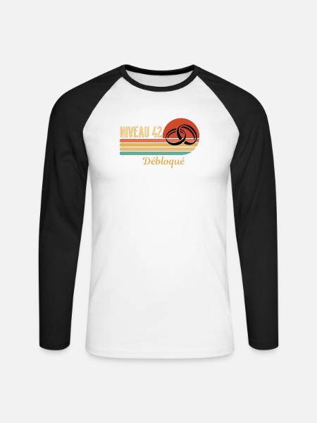 Muttmutter-Hochzeit – 42 Jahre Ehe - Unisex Baseballshirt langarm - Weiß/Schwarz