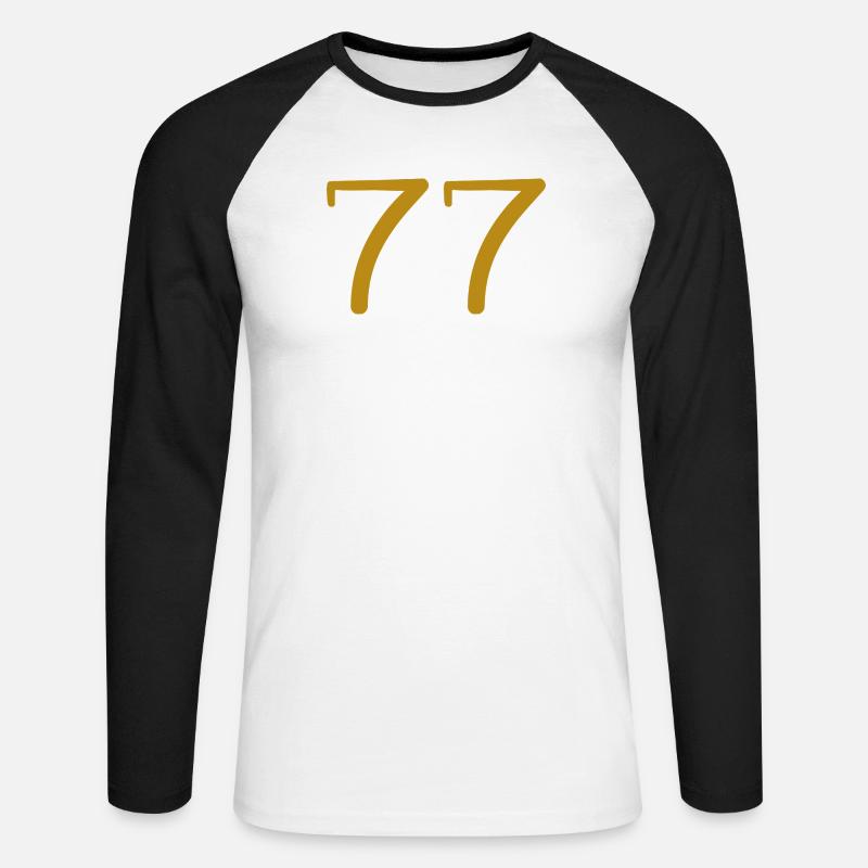 77 - Unisex Baseballshirt langarm - Weiß/Schwarz