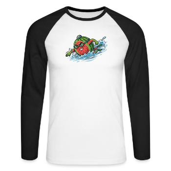 Éclaboussures de pastèque, ambiances de piscine d’été, mesdames - T-shirt baseball manches longues Homme - blanc/noir - Devant - Nik (191cm)
