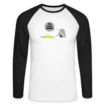egg vader - Unisex Baseballshirt langarm - Weiß/Schwarz - Vorne - Nik (191cm)