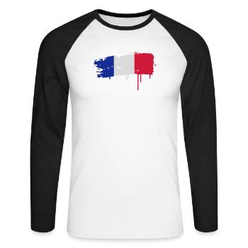 gepinselte flag of France with a - Unisex Long Sleeve Baseball T-Shirt - white/black - Front - Nik (191cm)