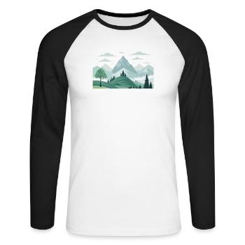 Gebirge - Unisex Baseballshirt langarm - Weiß/Schwarz - Vorne - Nik (191cm)