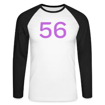 56 - Unisex Baseballshirt langarm - Weiß/Schwarz - Vorne - Nik (191cm)