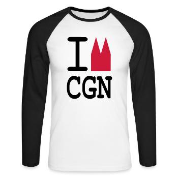 I Dom CGN - Unisex Baseballshirt langarm - Weiß/Schwarz - Vorne - Nik (191cm)