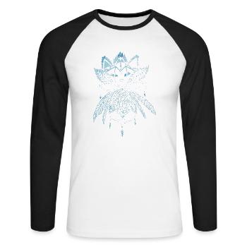 Mystic Cat - Unisex Baseballshirt langarm - Weiß/Schwarz - Vorne - Nik (191cm)