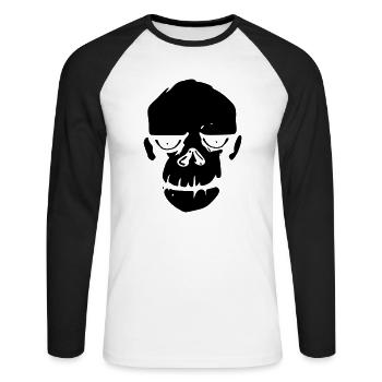 Affe Stadtaffe - Unisex Baseballshirt langarm - Weiß/Schwarz - Vorne - Nik (191cm)
