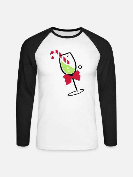 Christmas drink - Unisex Long Sleeve Baseball T-Shirt - white/black