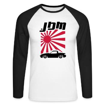 JDM MX-5 NA - Unisex Baseballshirt langarm - Weiß/Schwarz - Vorne - Nik (191cm)