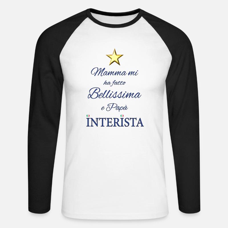 La bellissima Interista di Papà - Maglia da baseball a manica lunga da uomo - bianco/nero