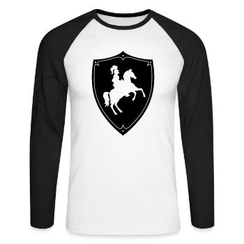 Ritter Schild - Unisex Baseballshirt langarm - Weiß/Schwarz - Vorne - Nik (191cm)