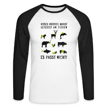 Tierisch Tierschutz Tier Humor Lustig Sprüche Spaß - Unisex Baseballshirt langarm - Weiß/Schwarz - Vorne - Nik (191cm)