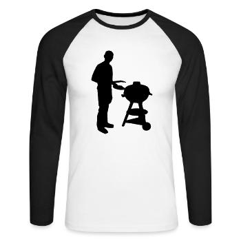 barbecue grill - Unisex Baseballshirt langarm - Weiß/Schwarz - Vorne - Nik (191cm)