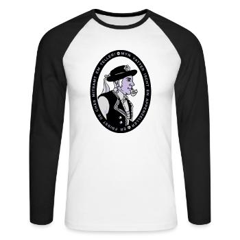 Appenzeller Spruch - Unisex Baseballshirt langarm - Weiß/Schwarz - Vorne - Nik (191cm)
