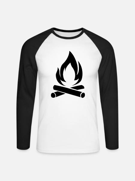 Campfire - Unisex Baseballshirt langarm - Weiß/Schwarz