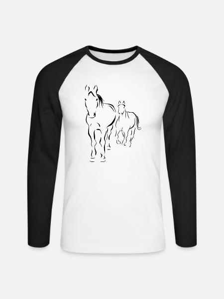 PFerde - Unisex Baseballshirt langarm - Weiß/Schwarz