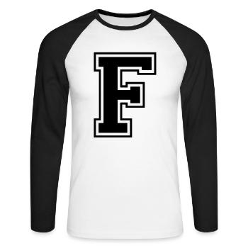 f - Unisex Baseballshirt langarm - Weiß/Schwarz - Vorne - Nik (191cm)