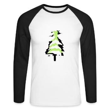 schnee kalt weihnachtsbaum tannenbaum tanne sterne - Unisex Baseballshirt langarm - Weiß/Schwarz - Vorne - Nik (191cm)