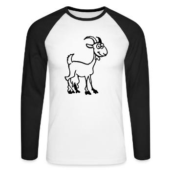 Chèvre - T-shirt baseball manches longues Homme - blanc/noir - Devant - Nik (191cm)