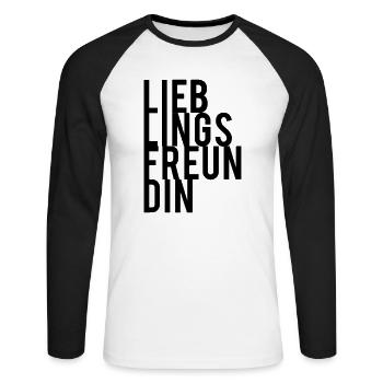 Lieblingsfreundin - Unisex Baseballshirt langarm - Weiß/Schwarz - Vorne - Nik (191cm)