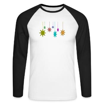 étoile de Noël - T-shirt baseball manches longues Homme - blanc/noir - Devant - Nik (191cm)