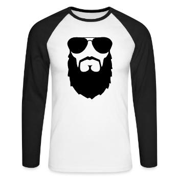 beard muslim boss sir gentleman hipster geek - Unisex Long Sleeve Baseball T-Shirt - white/black - Front - Nik (191cm)