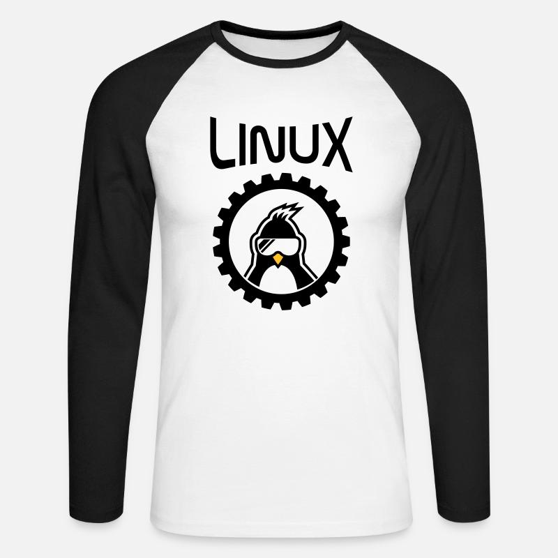 linux wheel - Unisex Baseballshirt langarm - Weiß/Schwarz