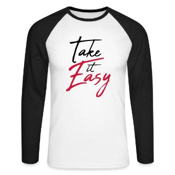 cool cool prenez-le facilement logo design texte chill - T-shirt baseball manches longues Homme - blanc/noir - Devant - Nik (191cm)