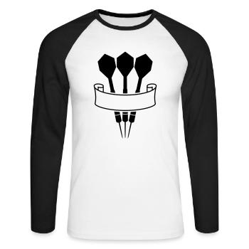 Dart Banner Logo - Unisex Baseballshirt langarm - Weiß/Schwarz - Vorne - Nik (191cm)