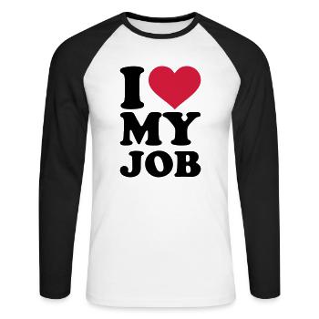 I love my job - T-shirt baseball manches longues Homme - blanc/noir - Devant - Nik (191cm)