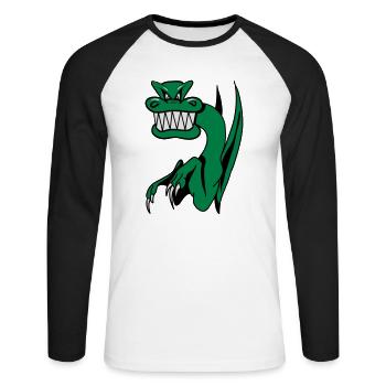 Drache miee laune böse witzig Cool Comic - Unisex Baseballshirt langarm - Weiß/Schwarz - Vorne - Nik (191cm)