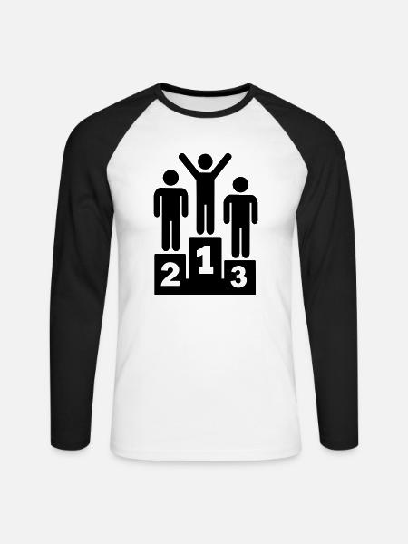 Podest - Unisex Baseballshirt langarm - Weiß/Schwarz