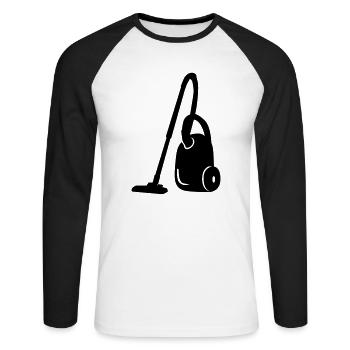 Aspirateur - T-shirt baseball manches longues Homme - blanc/noir - Devant - Nik (191cm)