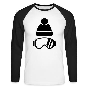 Ski goggles - Unisex Long Sleeve Baseball T-Shirt - white/black - Front - Nik (191cm)