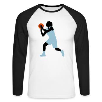 basketball_woman_112014_a_3c - Unisex Baseballshirt langarm - Weiß/Schwarz - Vorne - Nik (191cm)