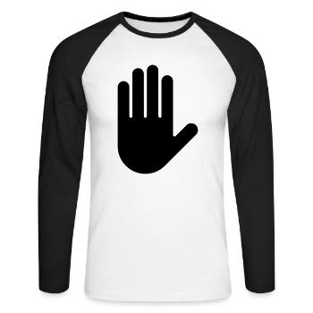 Hand - Unisex Baseballshirt langarm - Weiß/Schwarz - Vorne - Nik (191cm)