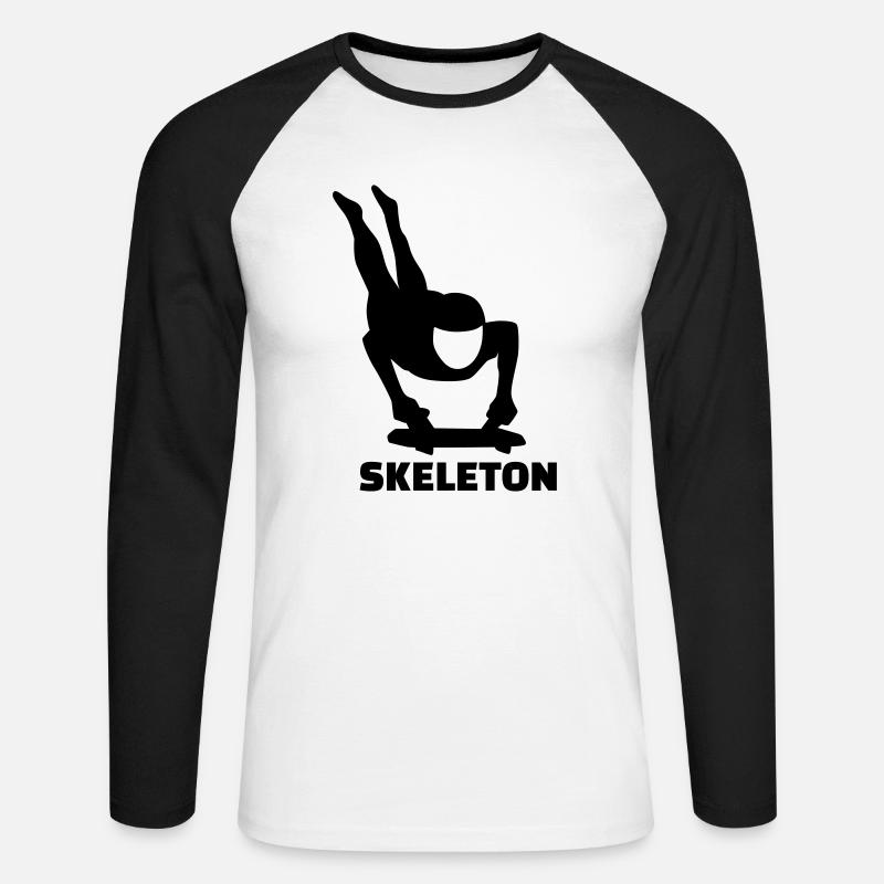 Skeleton - Unisex Baseballshirt langarm - Weiß/Schwarz