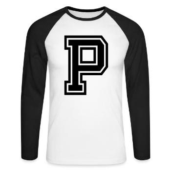 p - Unisex Baseballshirt langarm - Weiß/Schwarz - Vorne - Nik (191cm)