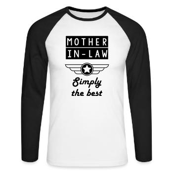 Mother in law / Schwiegermutter / Belle Mère - Unisex Long Sleeve Baseball T-Shirt - white/black - Front - Nik (191cm)