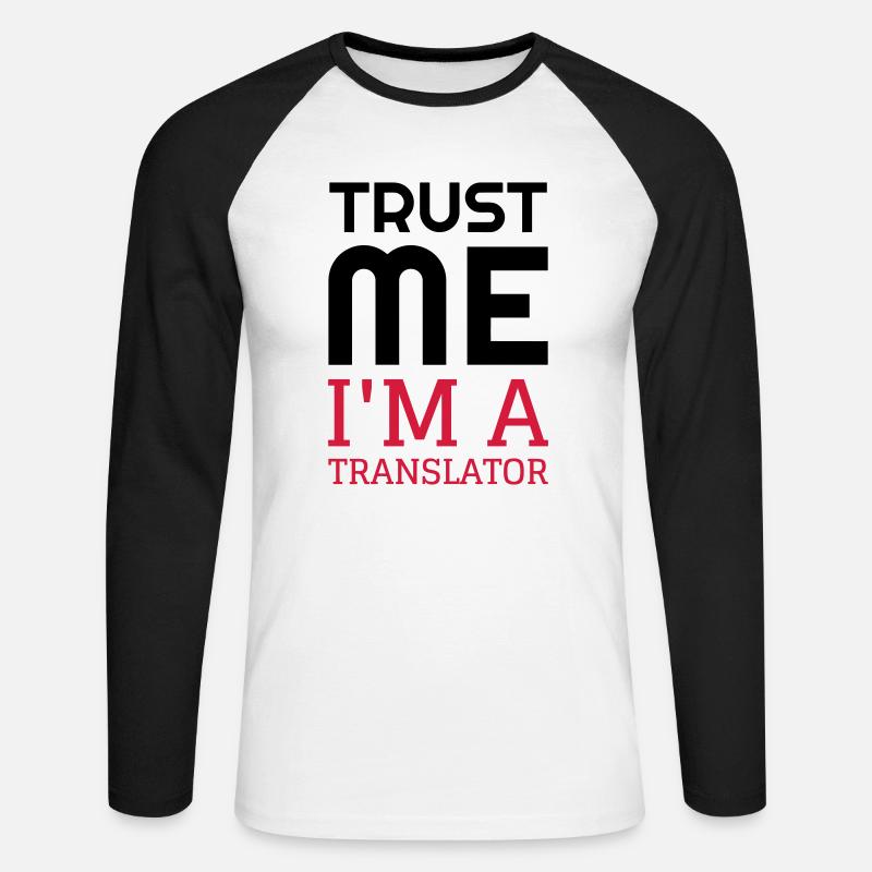 traduttore / traduzione / tradurre / translator - Maglia da baseball a manica lunga da uomo - bianco/nero