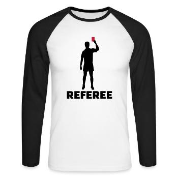 Referee - Unisex Long Sleeve Baseball T-Shirt - white/black - Front - Nik (191cm)