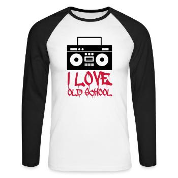 i_love_old_school_02 - Unisex Baseballshirt langarm - Weiß/Schwarz - Vorne - Nik (191cm)