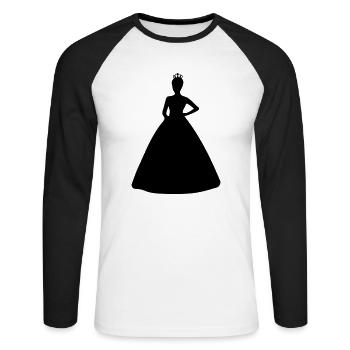 prinzessin silhouette - Unisex Baseballshirt langarm - Weiß/Schwarz - Vorne - Nik (191cm)