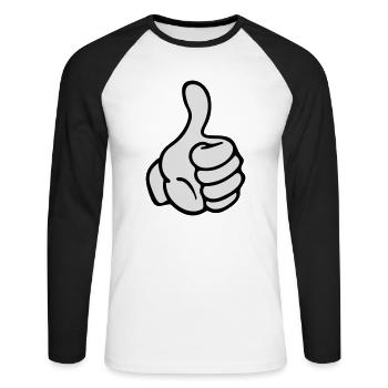 hand comic - Unisex Baseballshirt langarm - Weiß/Schwarz - Vorne - Nik (191cm)