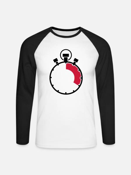 stopuhr_02 - Unisex Baseballshirt langarm - Weiß/Schwarz