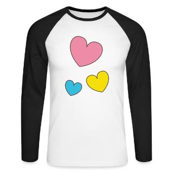 Hearts, Color, Love, Herz, Herzen, Romance - T-shirt baseball manches longues Homme - blanc/noir - Devant - Nik (191cm)