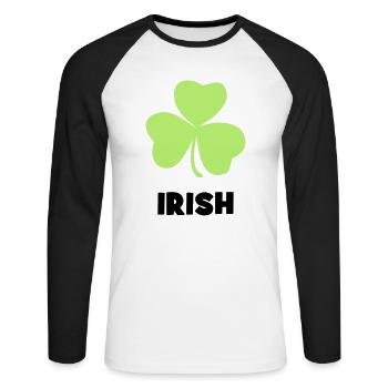 Irlande - Irlandais - T-shirt baseball manches longues Homme - blanc/noir - Devant - Nik (191cm)