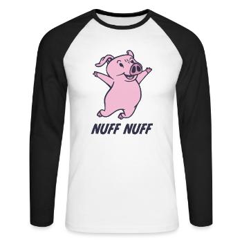 Costume dabbing pig nuff nuff nuff - Unisex Long Sleeve Baseball T-Shirt - white/black - Front - Nik (191cm)