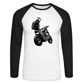 Moto Lifestyle / Moto / Motocycliste - T-shirt baseball manches longues Homme - blanc/noir - Devant - Nik (191cm)