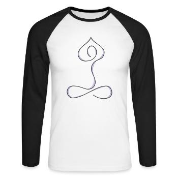Yoga posture - Unisex Long Sleeve Baseball T-Shirt - white/black - Front - Nik (191cm)