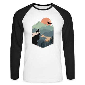 Endless Landscape - Unisex Baseballshirt langarm - Weiß/Schwarz - Vorne - Nik (191cm)